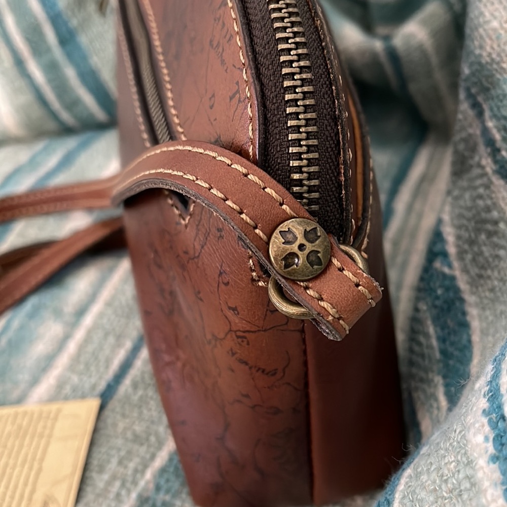 Patricia Nash Brown Leather Map Crossbody Bag - Picture 6 of 16